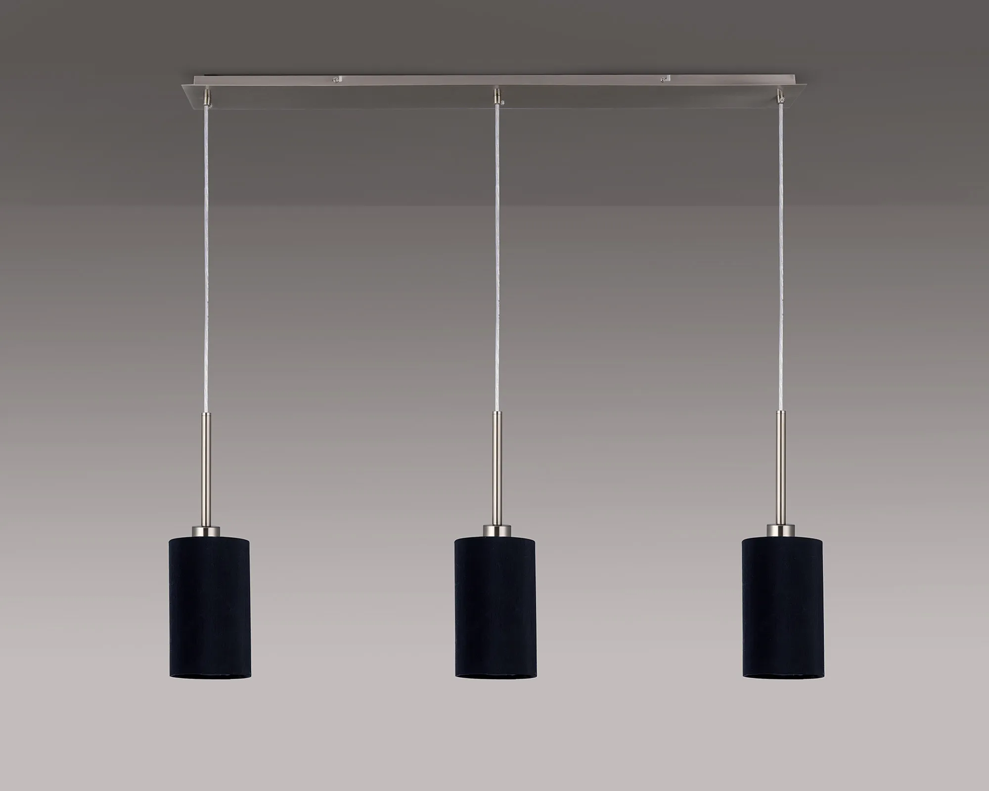 Baymont 12cm Shade 3 Light Pendant Satin Nickel, Black/White DK0779  Deco Baymont SN BL